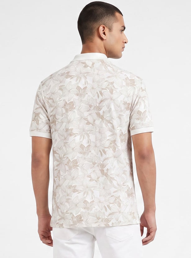 Men Floral Print Polo T-shirt