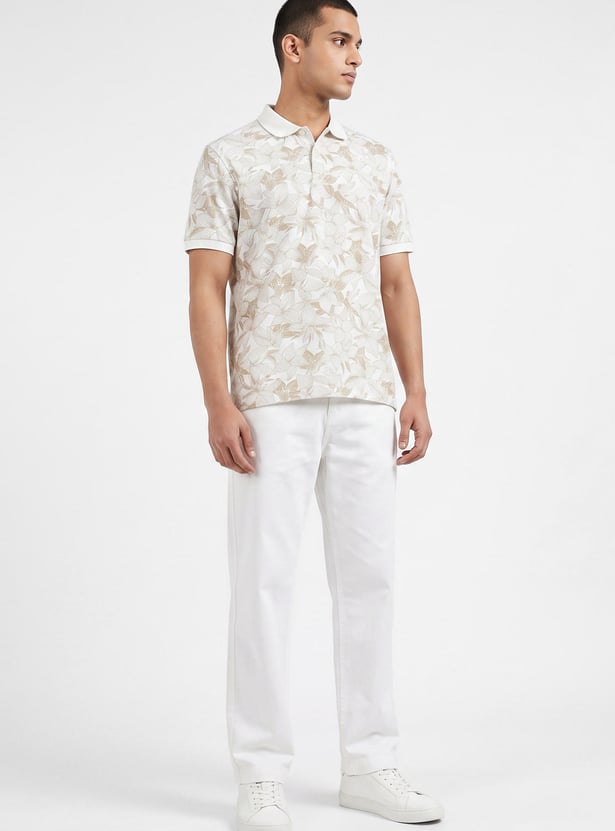 Men Floral Print Polo T-shirt