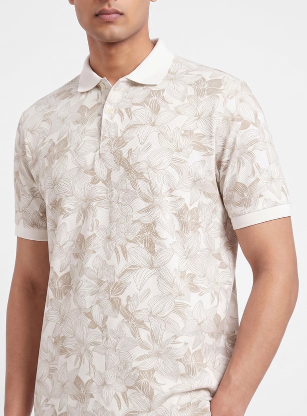 Men Floral Print Polo T-shirt
