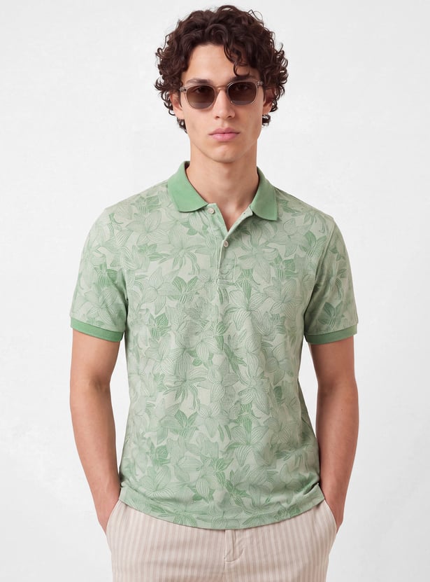 Men Floral Print Polo T-shirt