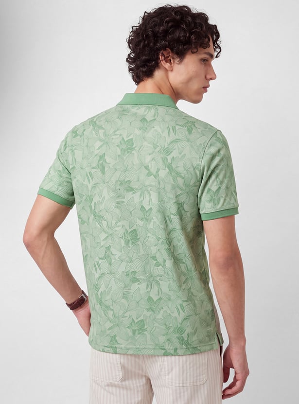 Men Floral Print Polo T-shirt