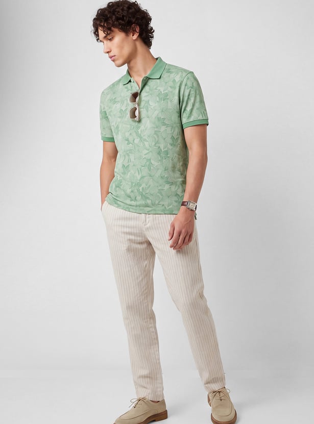 Men Floral Print Polo T-shirt