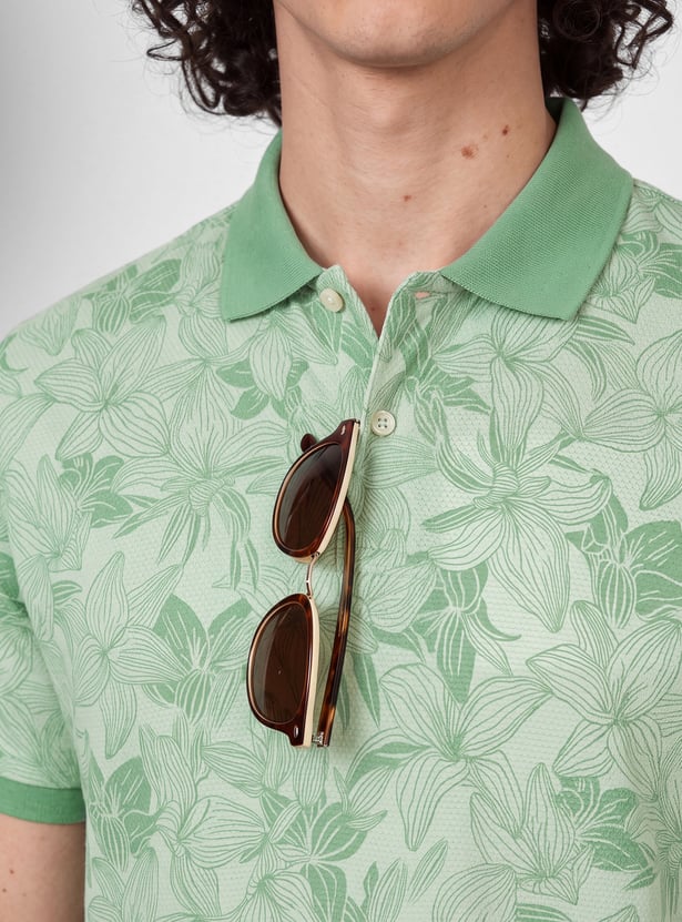 Men Floral Print Polo T-shirt