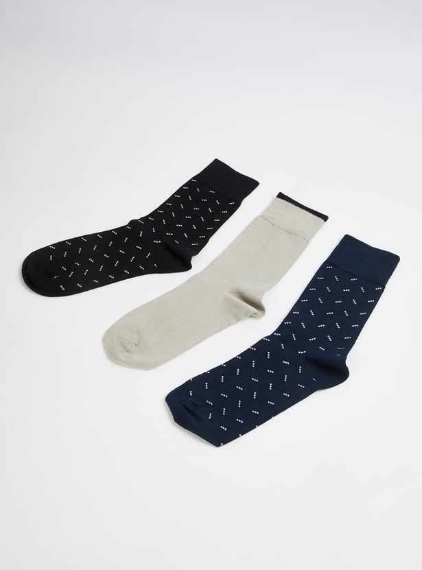 Men Printed Crew Length Socks - Pack of 3