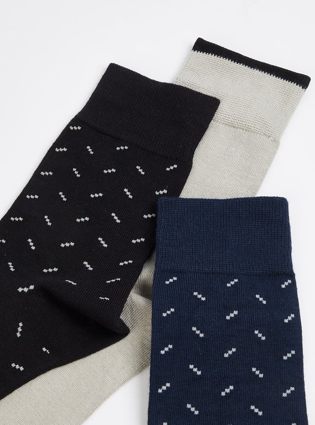 Men Printed Crew Length Socks - Pack of 3
