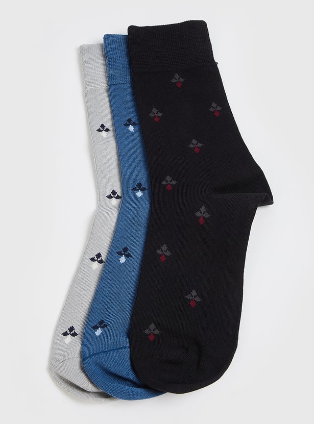 Men Printed Crew Length Socks - Pack of 3