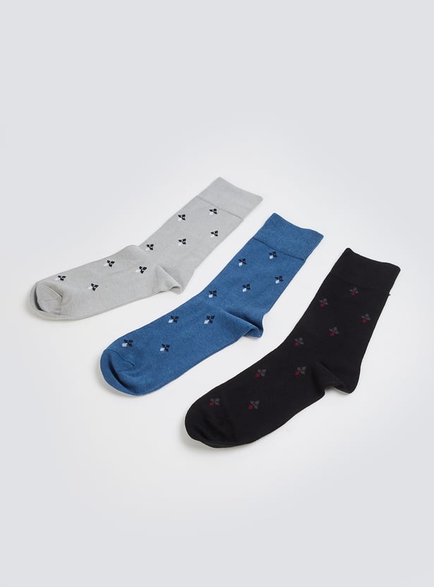 Men Printed Crew Length Socks - Pack of 3