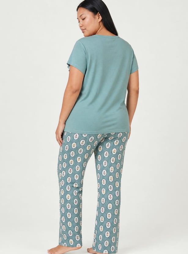 Women Floral Print PJ Set