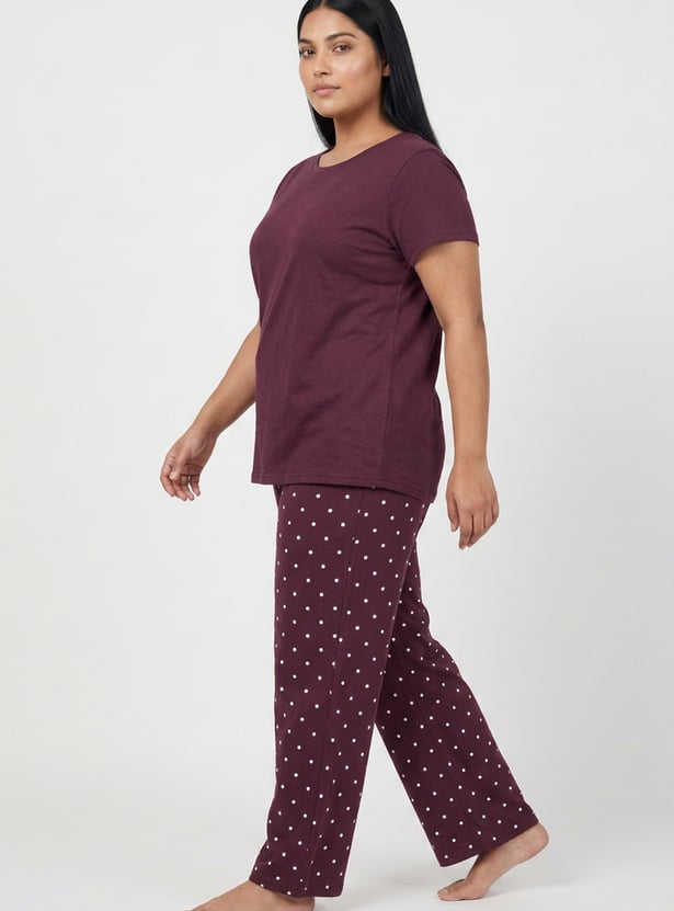 Women Polka dot Printed PJ Set