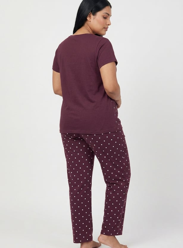 Women Polka dot Printed PJ Set