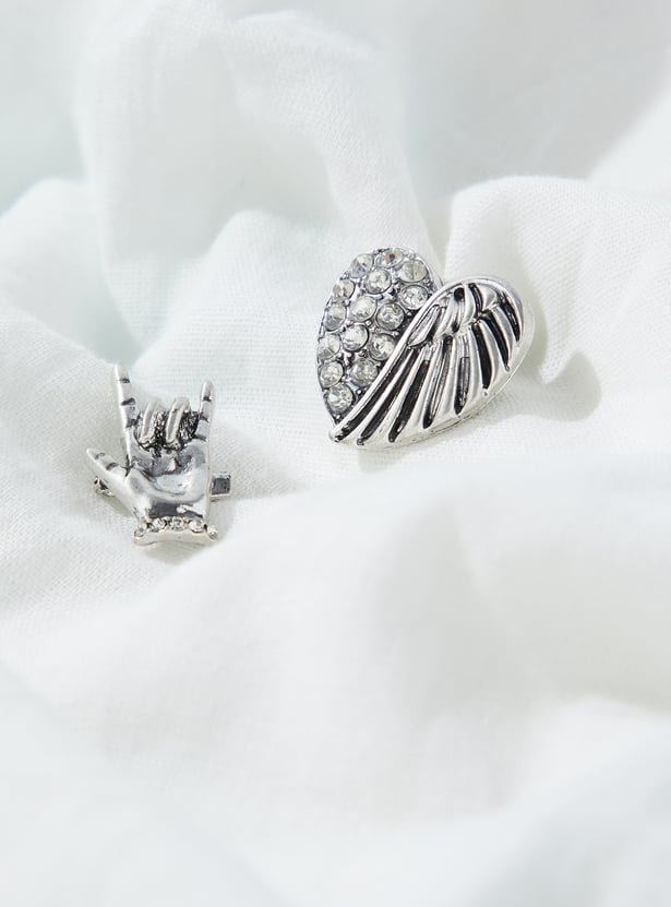 Women Heart and Hand Brooch - Pack of 2