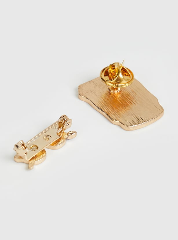 Women Coffee and Sunglasses Brooch - Pack of 2