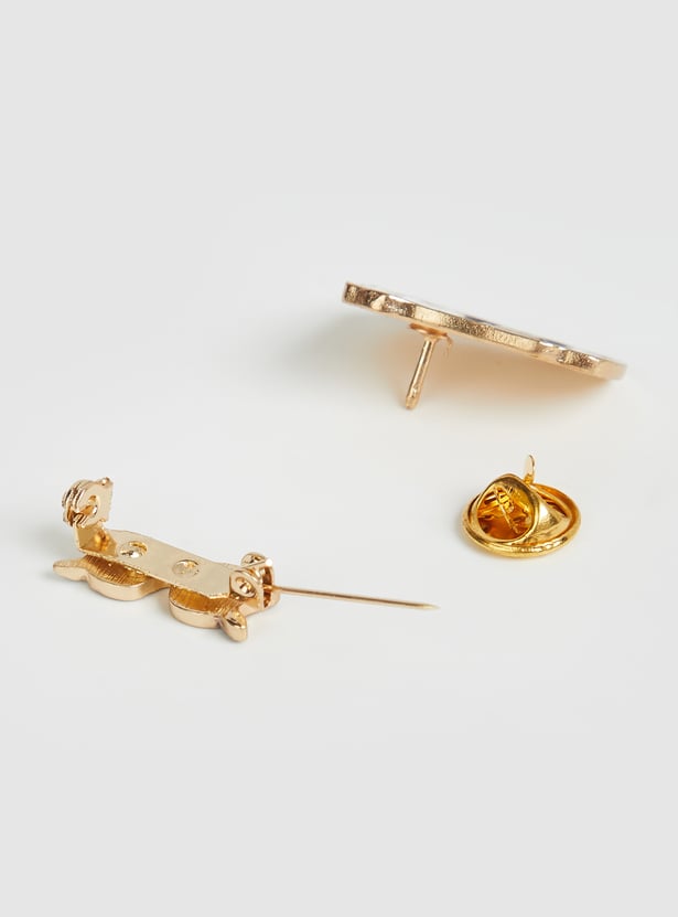 Women Coffee and Sunglasses Brooch - Pack of 2