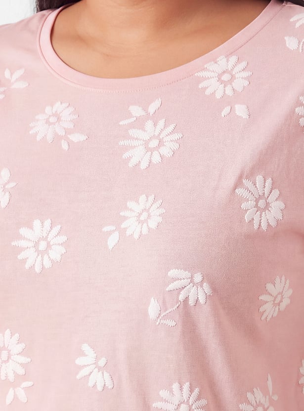 Women Floral Embroidered T-shirt