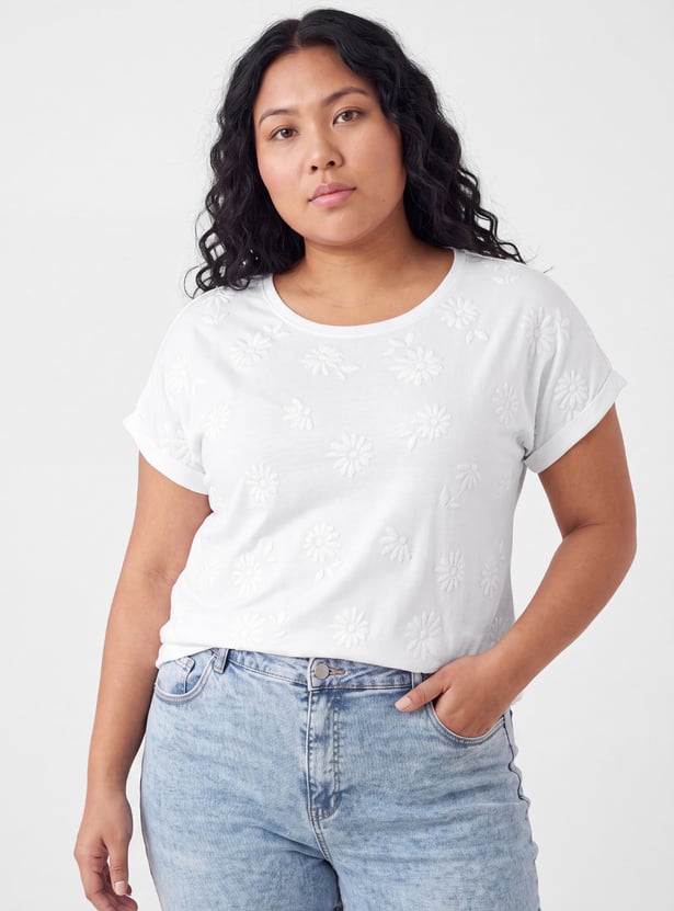 Women Floral Embroidered T-shirt
