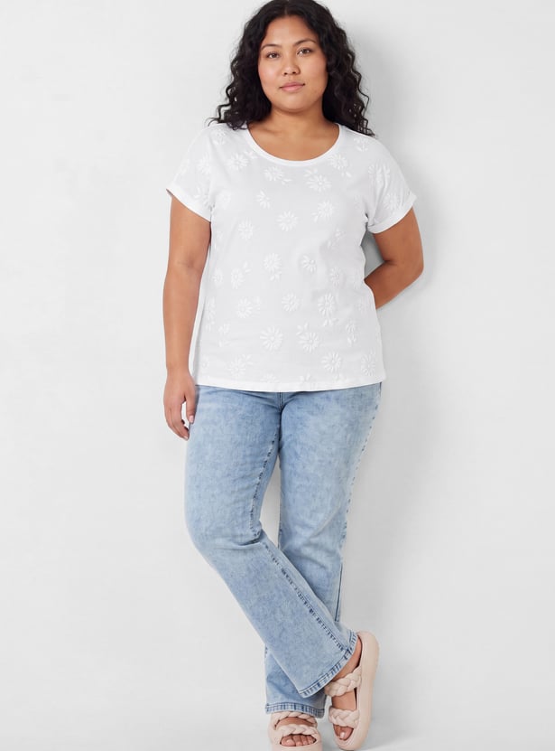 Women Floral Embroidered T-shirt