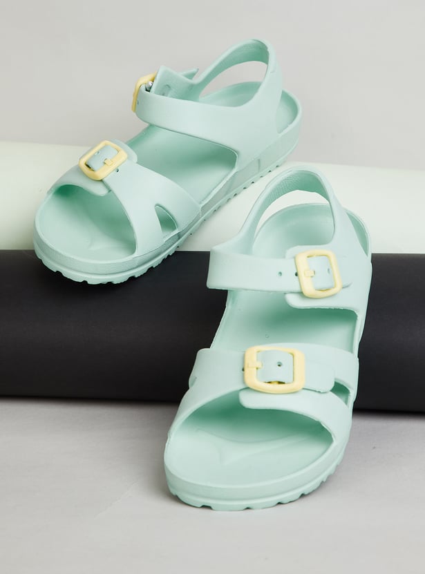 Girls Solid Ankle-Strap Sandals