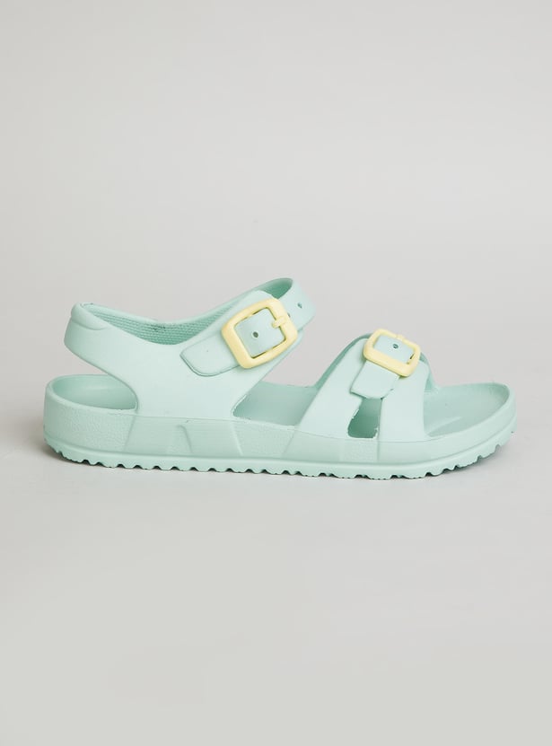 Girls Solid Ankle-Strap Sandals