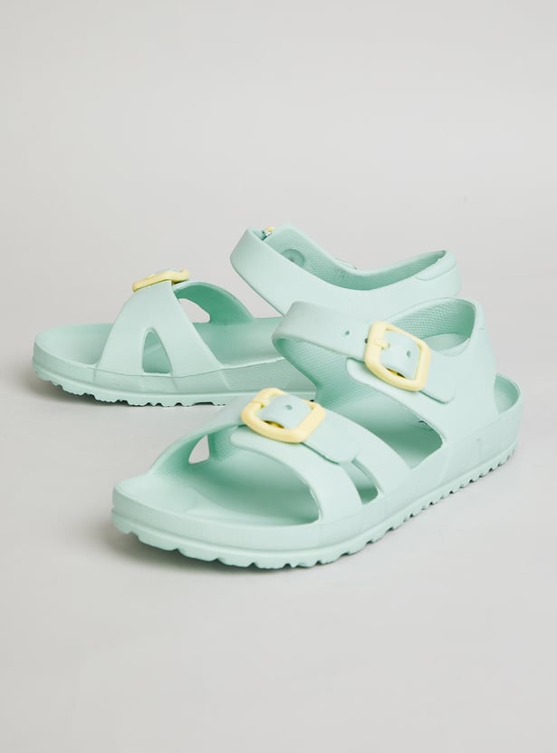 Girls Solid Ankle-Strap Sandals