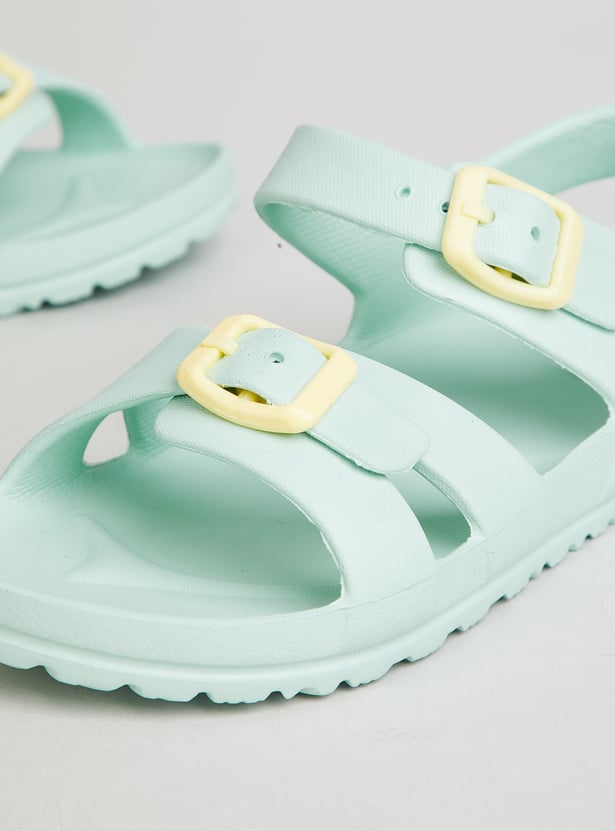 Girls Solid Ankle-Strap Sandals