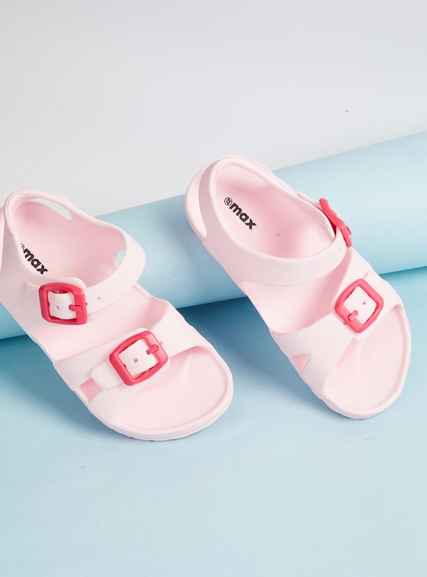 Girls Solid Ankle-Strap Sandals
