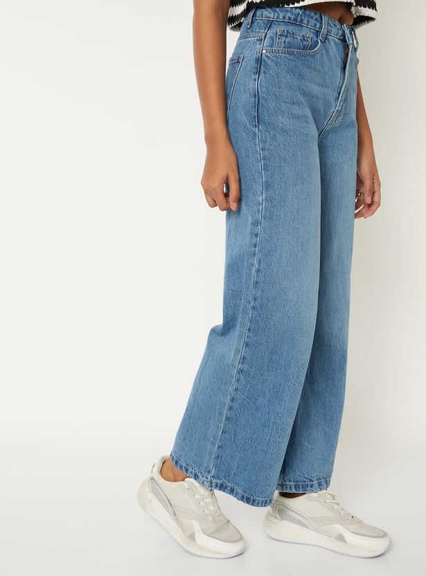 Women Stonewash Mid Jeans