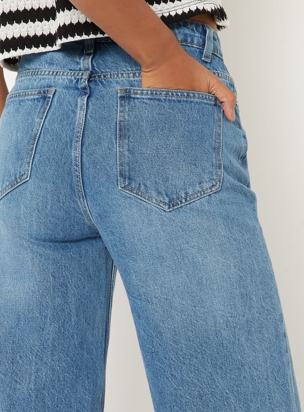 Women Stonewash Mid Jeans
