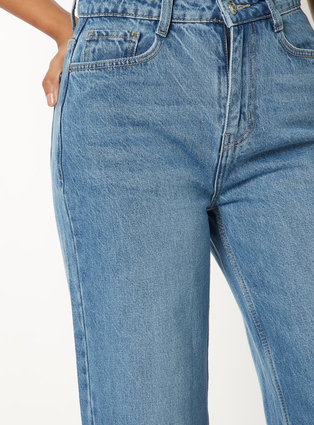 Women Stonewash Mid Jeans