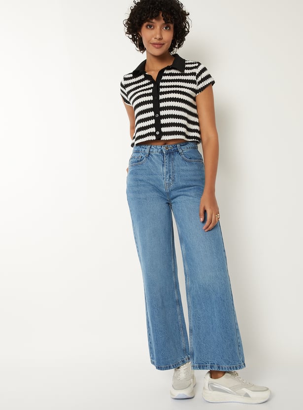 Women Stonewash Mid Jeans