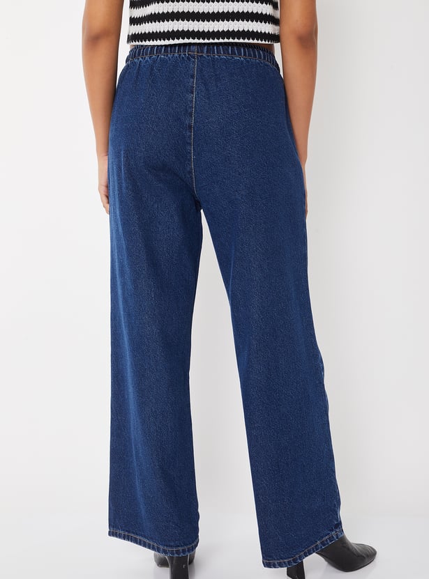 Women Drawstring High-Rise Jeans