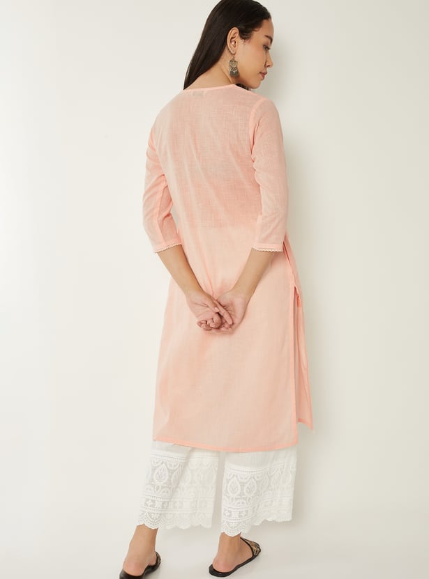 Women Embroidered Straight Kurta