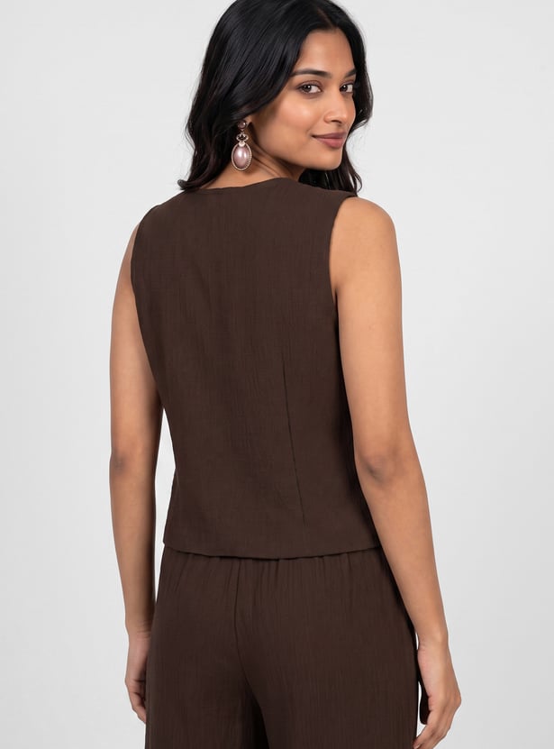 Women Solid Waistcoat Top