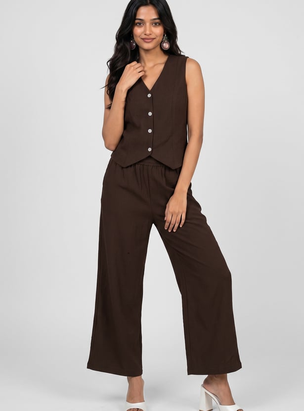Women Solid Waistcoat Top