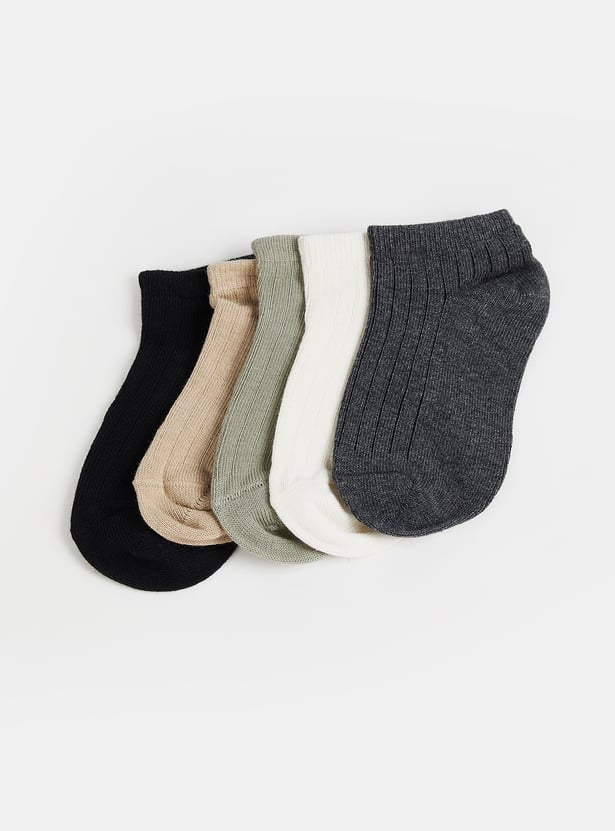 Kids Solid Ankle Length Socks - Pack of 5