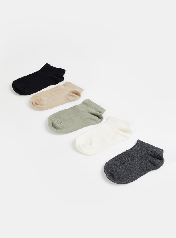 Kids Solid Ankle Length Socks - Pack of 5