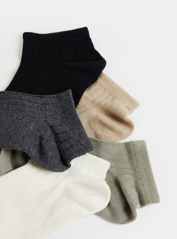Kids Solid Ankle Length Socks - Pack of 5