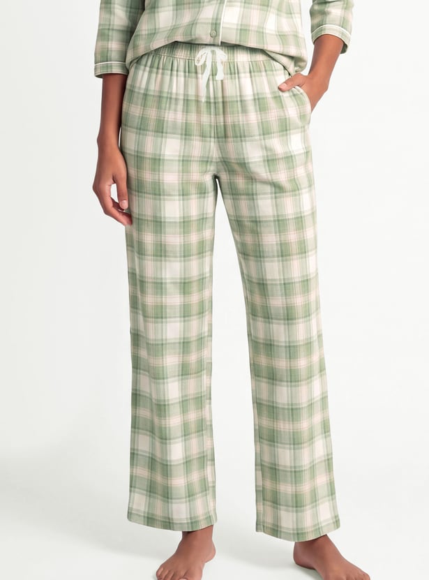 Women Flannel Checked PJ Set