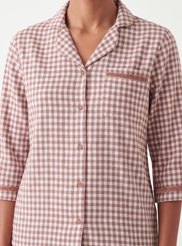 Women Flannel Checked PJ Set