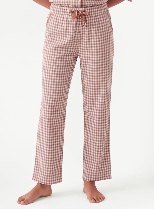 Women Flannel Checked PJ Set