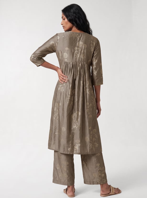 Women Embroidered A-Line Kurta Set