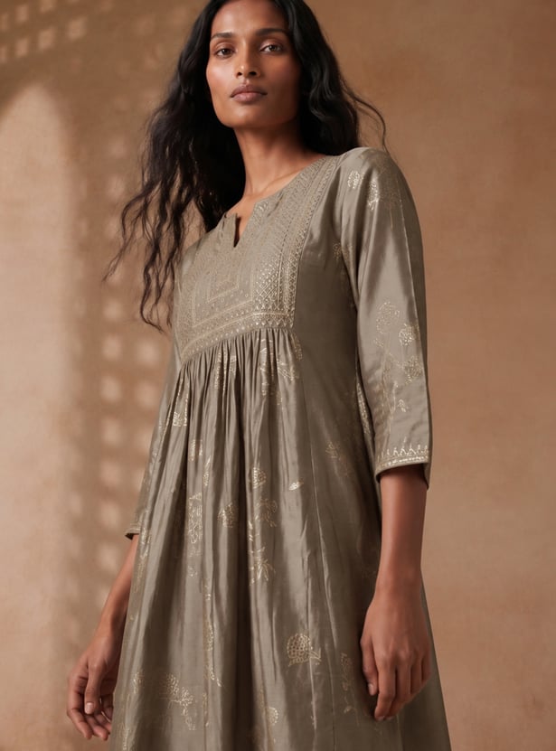 Women Embroidered A-Line Kurta Set
