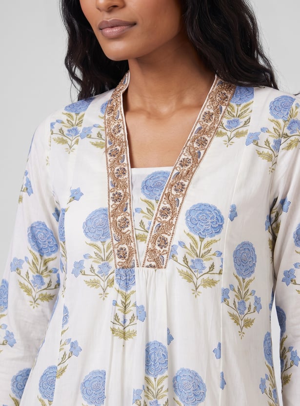 Women Floral Print A-line Kurta Set