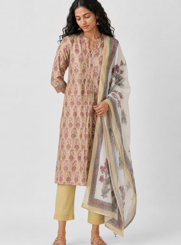 Women Floral Print Straight Kurta Set
