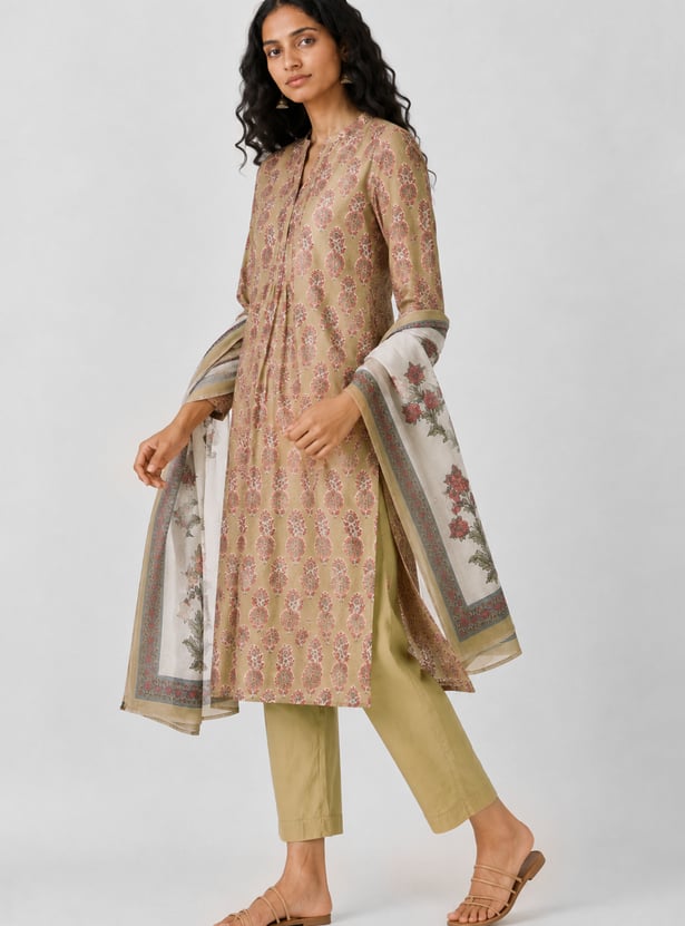Women Floral Print Straight Kurta Set