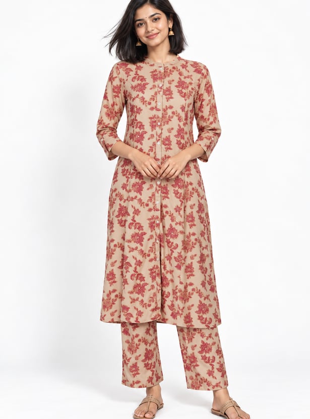 Women Floral Print A-line Kurta Set