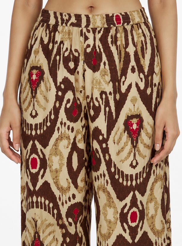 Women Ikat Printrf Straight Kurta Set