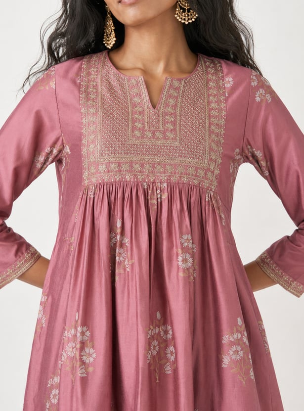 Women Embroidered A-line Kurta Set