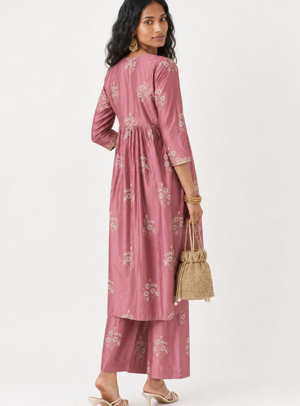 Women Embroidered A-line Kurta Set