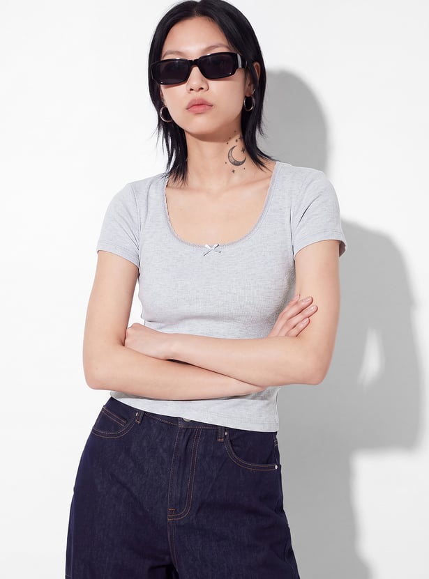 URB_N Women Lace Trimmed Crop Top