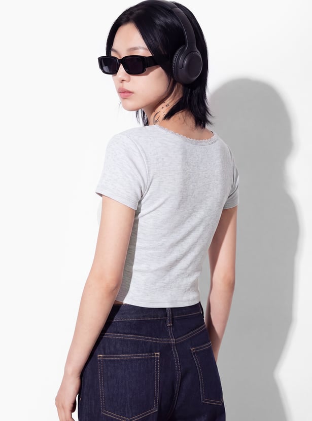 URB_N Women Lace Trimmed Crop Top